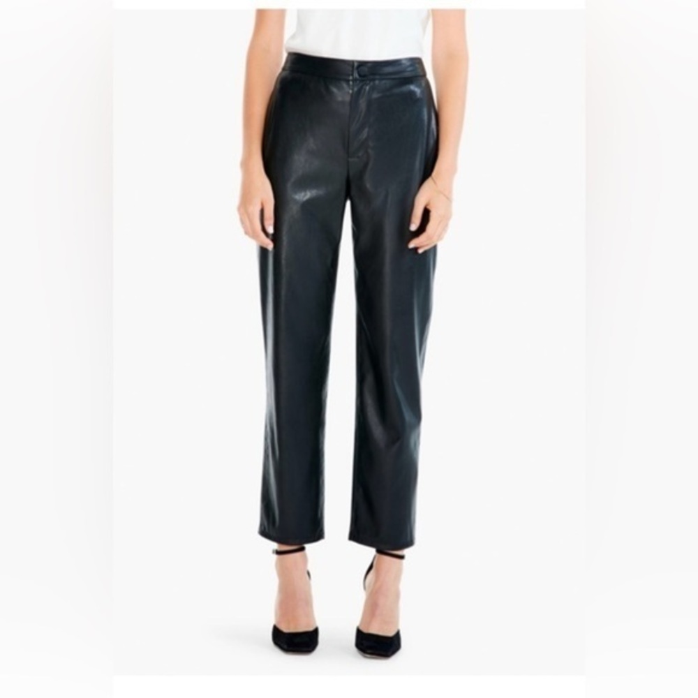 NIC + ZOE Black Faux Leather Women’s Pants High Rise Ankle Straight Leg Sz 2